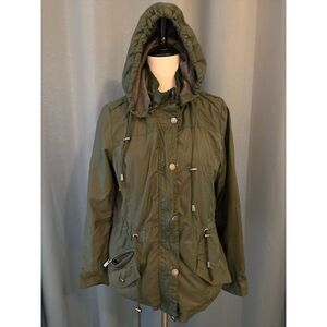YMI Collection Women's Military Jacket L Green Hooded Casual Fall